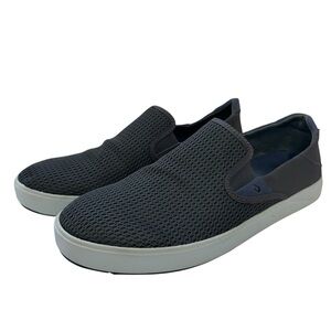OluKai Lae'ahi Slip On Shoes Mens Size 14 Breathable Mesh PU Footbed Gray